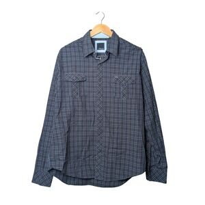 7 Diamonds Button Down Shirt Mens XXL Black Blue Heart Breaker Grid Long Sleeve